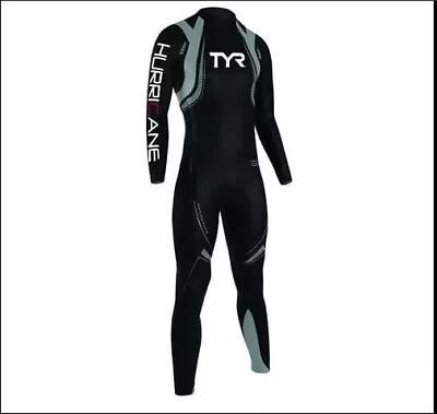 NWT TYR Hurricane Category 3 Mens Wetsuit Black Silver Long Sleeve XS HURCTM6A • $39.99