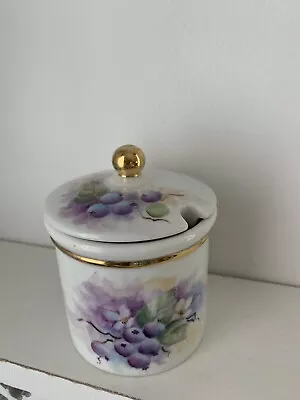 VINTAGE HAND PAINTED Blueberries SIGNED  VAN HORN  PORCELAIN Covered Jar • $25