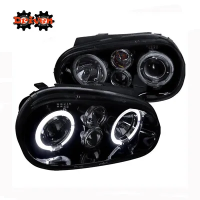 For 99-06 Volkswagen Golf GTi MK4 99-02 Cabrio Projecotor Halo Headlights Smoked • $164.99