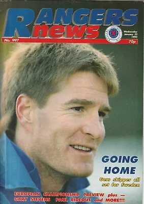 £1.75 • Buy Rangers News 22nd January 1992 - No.997