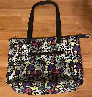 Disney Parks Mickey Mouse Face Pop Art Tote Shoulder Bag Top Zipper • $15.99