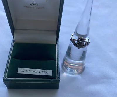 Claddagh Ring Child Girl Irish Sterling Silver Size 3.5 Box Connemara Marble • $36