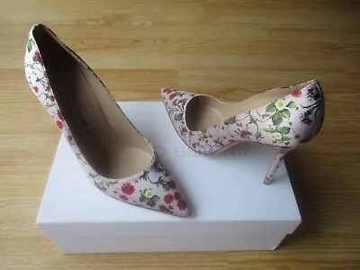 $775 Manolo Blahnik BB 105 Floral Pointed Toe Satin Pump Shoes 36.5 US 6.5 NEW • $339.99