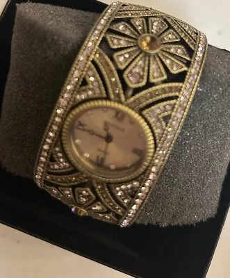 Heidi Daus Cuff Bracelet Watch Bangle Watch With Light Pink Stones Design Watch • $25