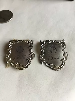 Vintage Foster & Bailey Garment Clips F&B Sterling 1906 Monogrammed • $86.25
