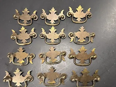 12 Vintage Brass Plated Chippendale Colonial Antique Drawer Pull Handles 2 1/2” • $17.59