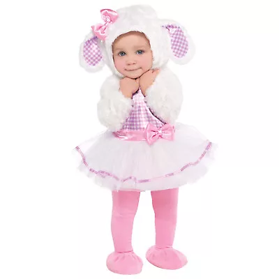 Girls Baby Toddler Cute Pink Xmas Little Lamb Sheep Outfit Fancy Dress Costume • £16.98