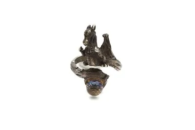 Vintage Sterling Silver 925 Crystal Dragon Ring Size 4 Adjustable • $33.99