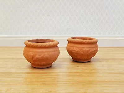 Dollhouse Terra Cotta Pots Planters Set Of 2 Unglazed Round 1:12 Scale Miniature • $5.99