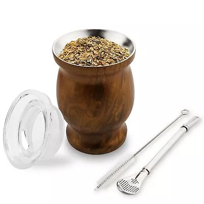 Yerba Mate Cup Set - Stainless Steel Double - Walled Mate Cup With Bombilla Y... • $27.07