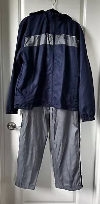 Vintage Starter Track Suit Windbreaker Jacket/Pants Navy Blue Gray Mens XL • $49.99