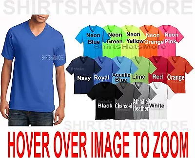 $6.40 • Buy Mens V-Neck T-Shirt Cotton Blend Including NEONS Sizes S M L XL 2XL 3XL 4XL NEW