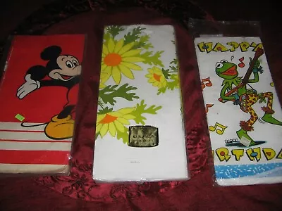  Vintage Paper Tablecloths Muppets Kermit / Mickey Mouse / Daisies Hippy Lot 3 • $19.95