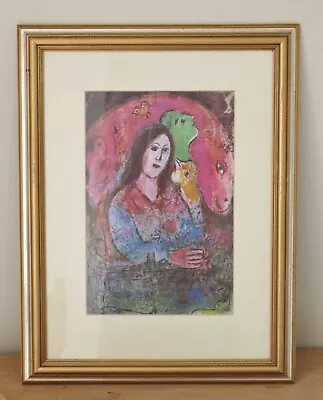 Marc Chagall La Pensse Framed 21 X16  Print Modern Gold Pink Surrealism Art  • $124.99