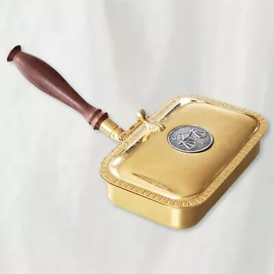 Vintage MP 24kt Gold Plated Silent Butler Crumb Catcher Wood Handle From Italy • $74.99