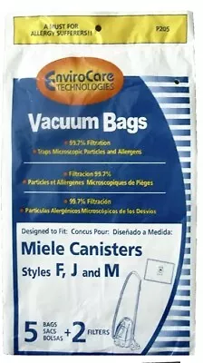 Miele Style P205 FJM Canisters Allergen Cloth Vacuum 5 Bags And 2 Filters • $14.99