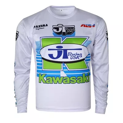 Vintage 80's Style Kawasaki Motocross Jersey MX Enduro AHRMA Motorcycle Enduro • $38.99