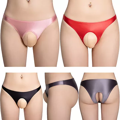 UK Mens Crotchless Briefs Underwear Stretchy Low Rise Thong Lingerie Underpants • £9.99