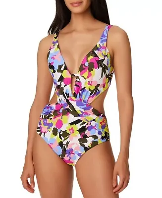 Bar III MULTI Paradise Garden Monokini One-Piece Swimsuit US Large • $18.88