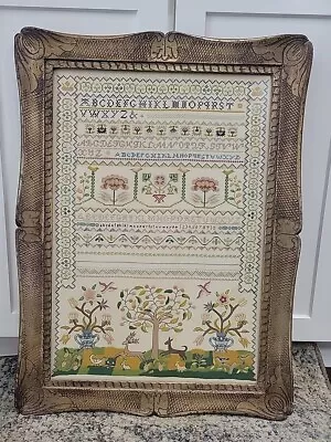 VTG Large Completed Needlework Sampler Williamsburg 'The Chase' Framed • $250