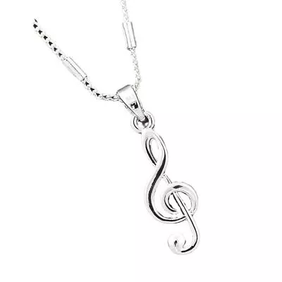 Treble Clef Music Note Silver Plated Necklace & Pendant By Equilibrium • £11.99