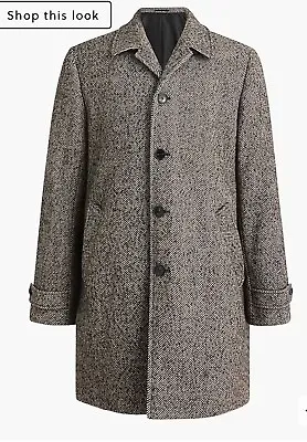 J.Crew Thompson Wool Herringbone Overcoat Topcoat Black/White Car Coat Sz. 44 • $119