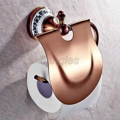 Bathroom Accessories Rose Golden Brass Wall Mounted Toilet Roll Holder 8ba385 • £26.99