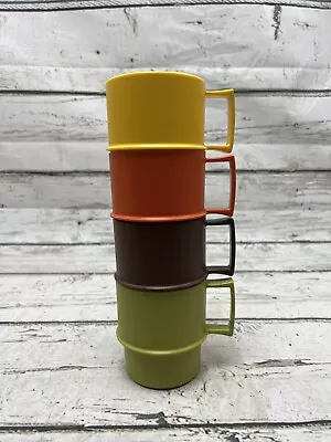 Vintage Tupperware #1312 Harvest Color Camping Coffee Cup Mug Milk - Set Of (4) • $16