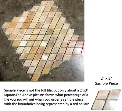 12x12 Tile Mosaic Diamond Honey Onyx Remodel Stone About 2x3 SAMPLE PIECE TS-04 • $10