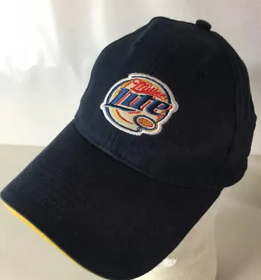 Miller Lite Beer Hat Cap Patch Spellout Strapback Curved Bill Brewing Company • $11.67