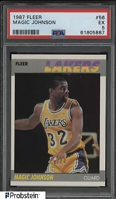 1987 Fleer Basketball #56 Magic Johnson Los Angeles Lakers HOF PSA 5 EX • $2.25