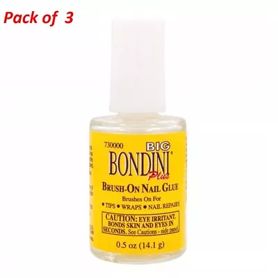 3 Pack Big Bondini Brush-On Nail Glue .5 Oz. • $17.73