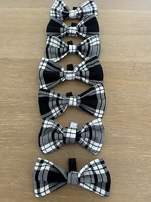 Beautiful Black White Tartan Dog Bow Tie Slip On Collar Gift Idea • £1.25