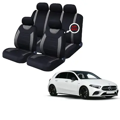 FOR Mercedes A-Class Black & Grey Car Seat Covers Protectors Full Set Washable • £21.50