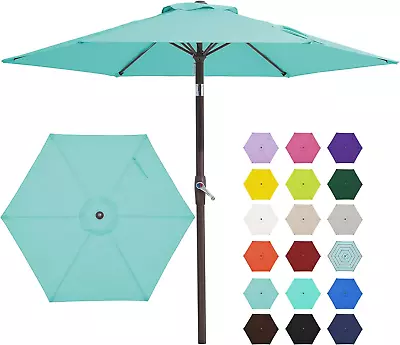 7.5FT Patio Umbrella Market Table Umbrella With 6 Sturdy Ribs Push Button Tilt/ • $63.99