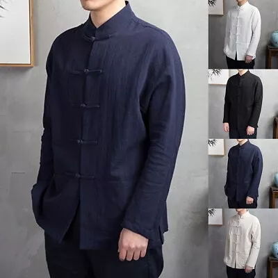 Men's Solid Color Tang Suit Uniform Jacket Traditional Chinese Clothing • £22.92