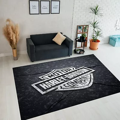 Harley Davidson Rug Motorcycle Rug Motor Company RugLiving Room RugDecor Rug • $29