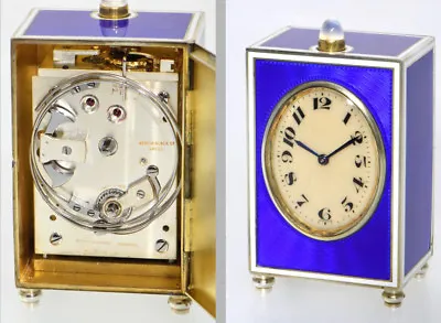 L.TISSOT 8 DAY MINUTE REPEATER MINIATURE ENAMEL CARRIAGE CLOCK ONLY 7cm HIGH • £6824.35
