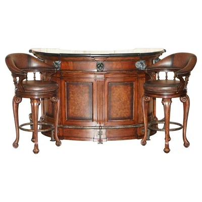 £10000 • Buy Rare Ernest Hemingway Trophy Home Bar & Two Brown Leather Revolving Bar Stools