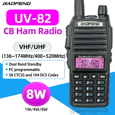 BaoFeng UV-82 Real 8W Walkie Talkie Dual Band VHF/UHF Two-Way Radios Transceiver • £31.19