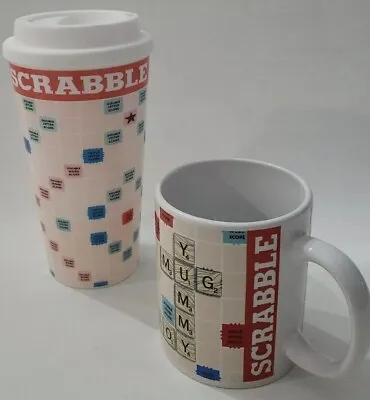 $28 • Buy Scrabble Home And Away Ceramic Coffee Mug And Plastic Travel Cup 2016 Hasbro ⬇️