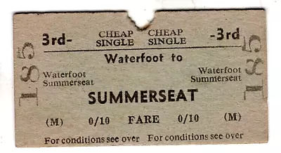 Railway Ticket: B. T. C.: Waterfoot To Summerseat 1959 • £5