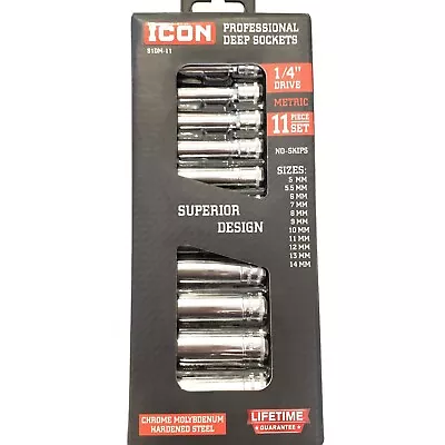 ICON 1/4 In. Drive Metric Professional Deep Socket Set 11-Piece 58102 • $34.99