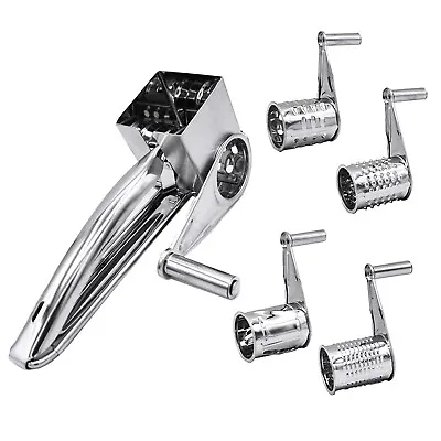 Cheese Grater Stainless Steel Vegetable Shredder Cutter Grinder 4 Drum Blades • $21.95