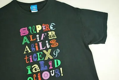Vintage Y2K Disney Mary Poppins Movie Promo T Shirt Rainbow Black Mens L • $19.99