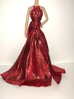 Barbie Doll Clothing 2017 Holiday Red Metallic Dress Gown Model Muse Clothes • $12.99