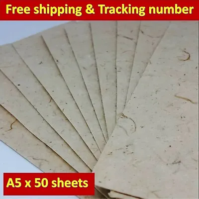 50x Mulberry Paper Sheets Handmade Natural Cream Invitation Card Art Craft A5 • $21.48