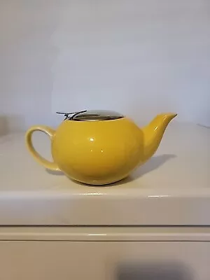 2 Cup Tea Pot Lime Yellow Certified International Hinged Metal Top (v1) • £9.65