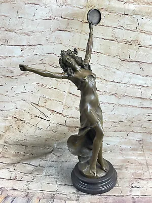 Large French Art Deco Nude Bronze Female Tambourine Dancer By Moreau Decor • $199.50