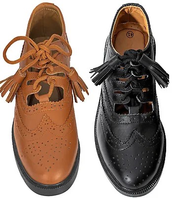 Brown Black Ghillie Brogues Leather Brogues Scottish Kilt Shoes • £44